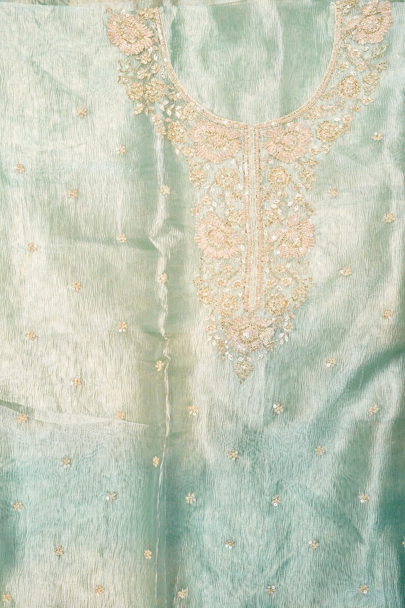 Designer Pista Green Crush Tissue Suit