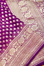 Handwoven Purple Banarasi Khaddi Georgette Saree