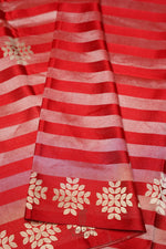 Handwoven Red Banarasi Mashru Silk Saree