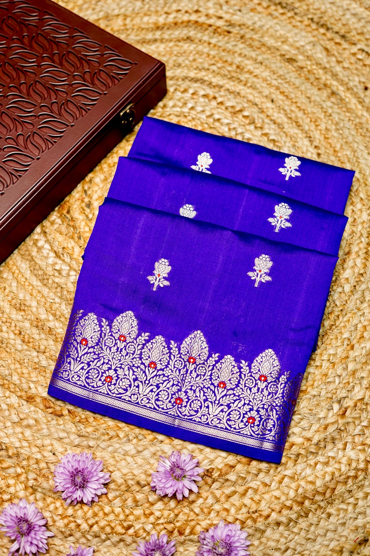 Handwoven Purple Banarasi Katan Soft Silk Saree