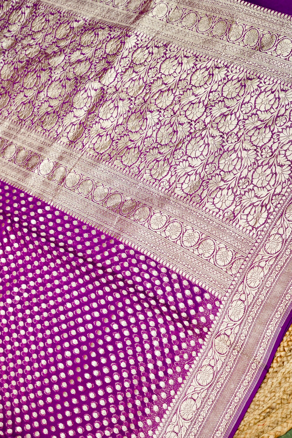 Handwoven Purple Banarasi Khaddi Georgette Saree