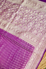 Handwoven Purple Banarasi Khaddi Georgette Saree