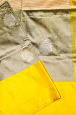 Handwoven Grey & Cream Banarasi Katan Silk Saree