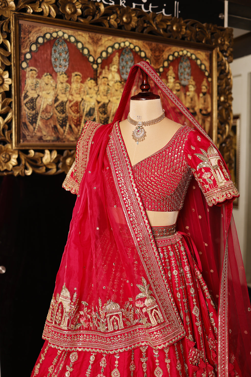 Designer Rani Pink Raw Silk Bridal Lehenga