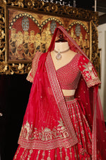 Designer Rani Pink Raw Silk Bridal Lehenga