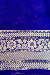 Handwoven Purple Banarasi Khaddi Georgette Saree