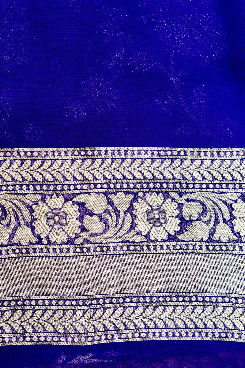 Handwoven Purple Banarasi Khaddi Georgette Saree