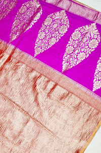 Handwoven Rose Gold Banarasi Crush Tissue Saree