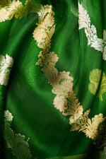Handwoven Parrot Green Banarasi Organza Saree