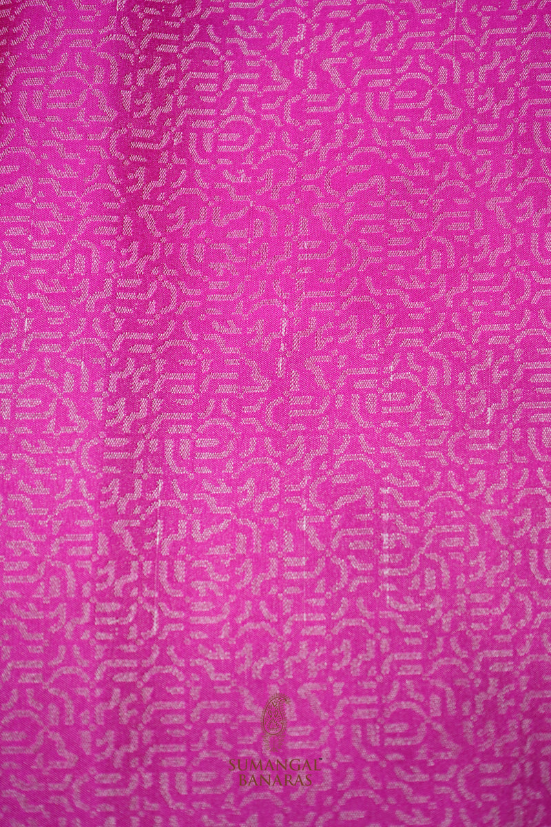 Handwoven Rani Pink Banarasi Mashru Silk Saree