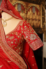 Designer Red Raw Silk Bridal Lehenga