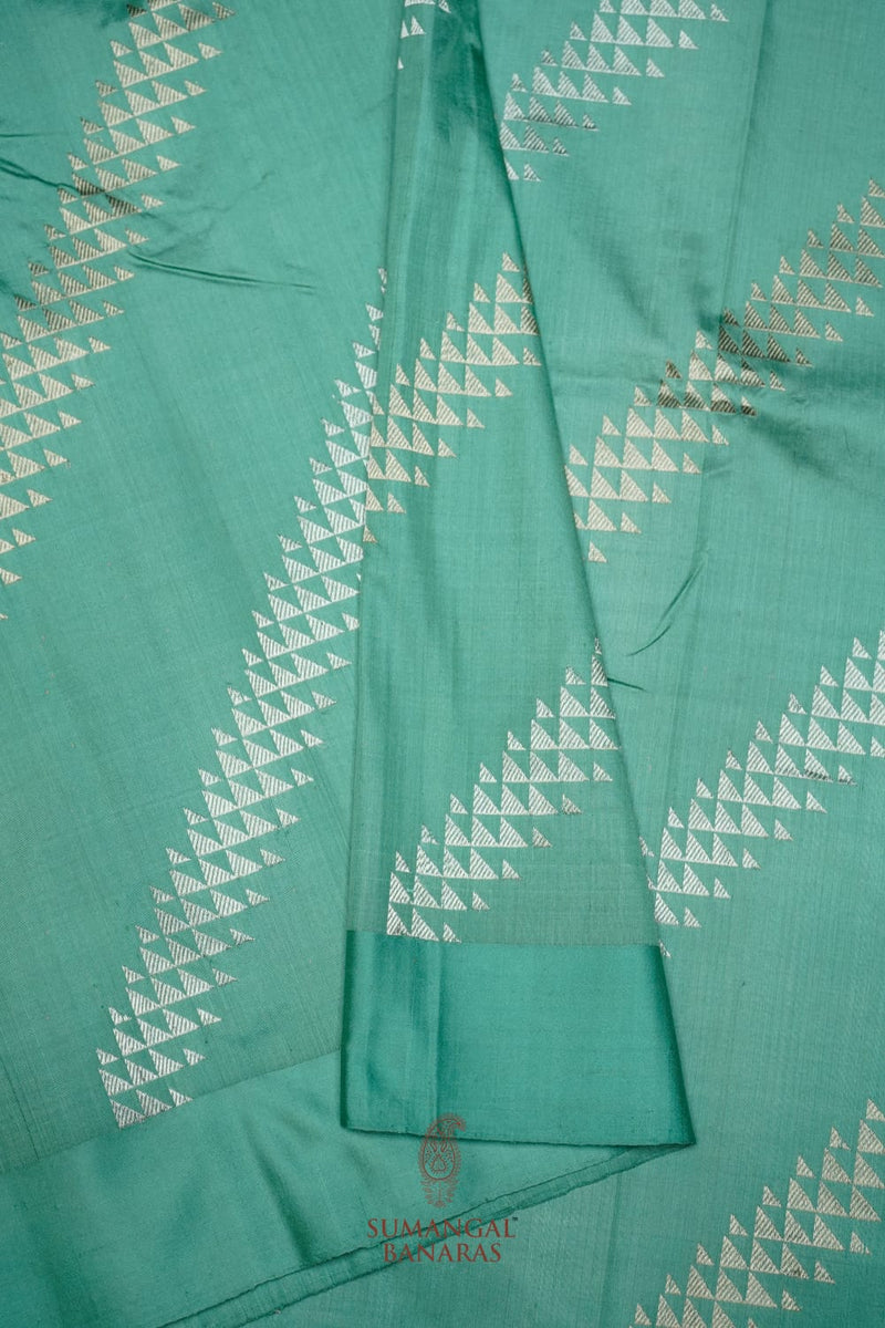 Handwoven Sea Green Banarasi Katan Soft Silk Saree