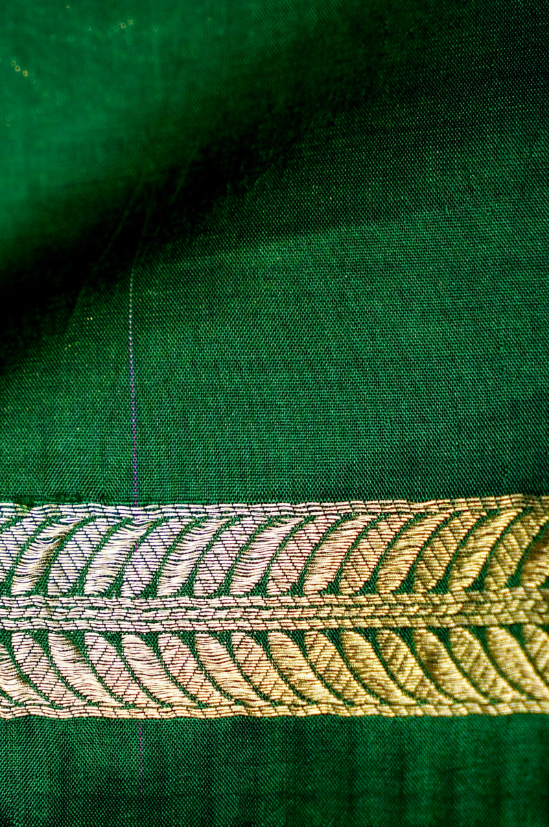 Handwoven Green Meenakari Kadhwa Banarasi Katan Silk Saree