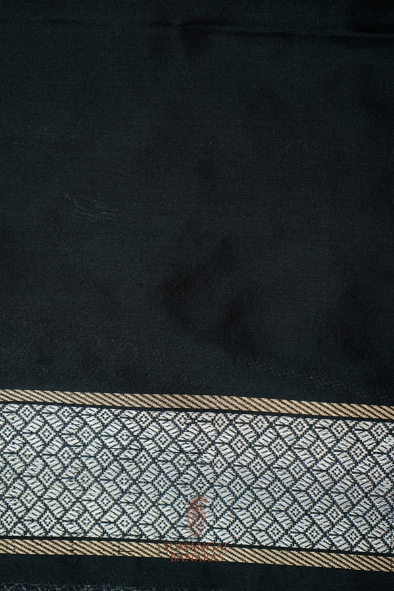 Handwoven Black Banarasi Tissue Katan Silk Saree