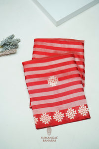 Handwoven Red Banarasi Mashru Silk Saree