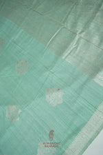 Handwoven Sea Green Banarasi Tussar Silk Saree