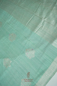 Handwoven Sea Green Banarasi Tussar Silk Saree
