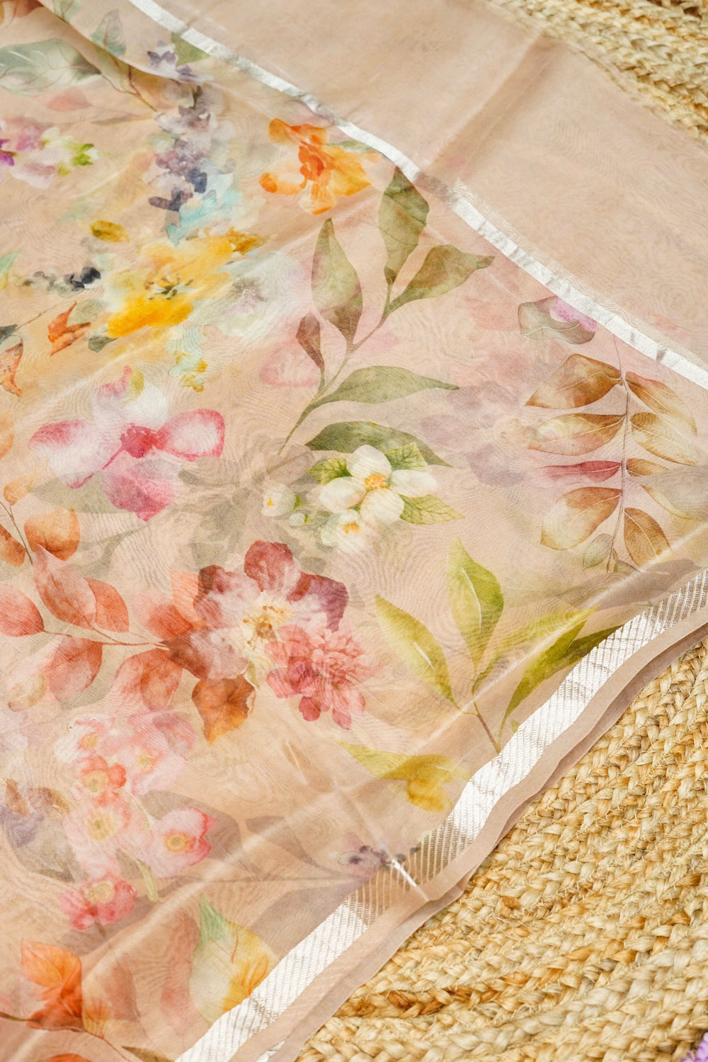 Designer Peach Moonga Silk Suit