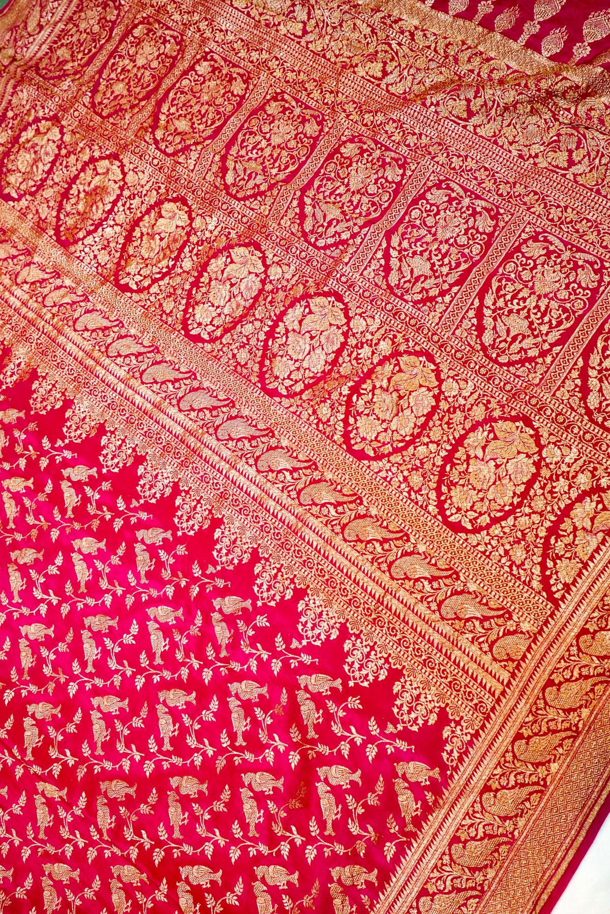 Handwoven Pink Banarasi Crepe Khaddi Silk Saree