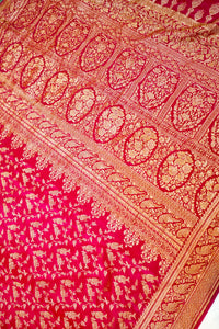 Handwoven Pink Banarasi Crepe Khaddi Silk Saree