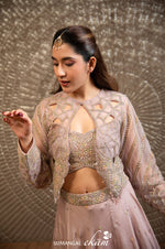 Designer Lilac Chiffon Party Wear Crop Top