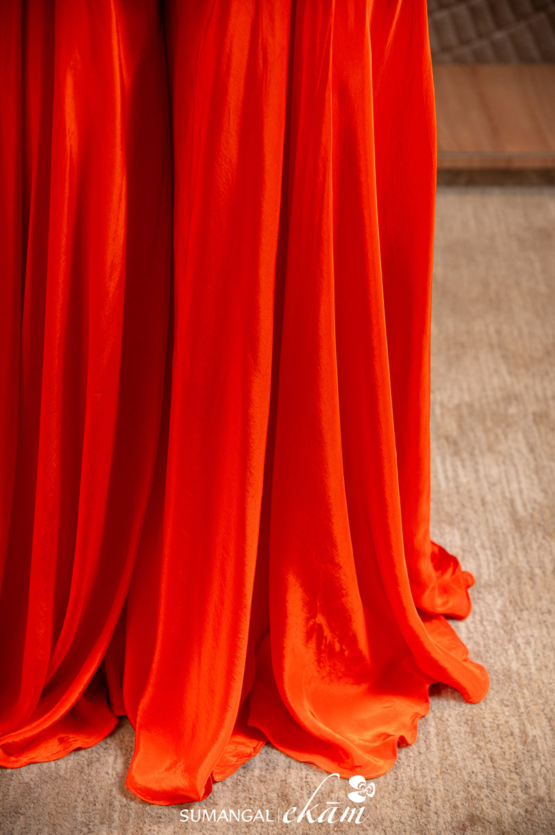 Designer Orange Muslin Silk Crop Top