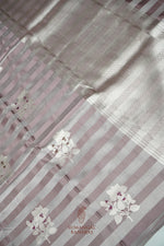 Handwoven Light Mauve Banarasi Mashru Silk Saree