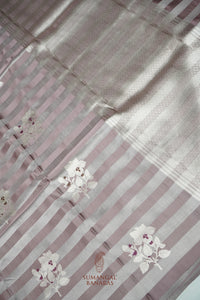 Handwoven Light Mauve Banarasi Mashru Silk Saree