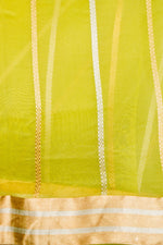 Handwoven Lemon Yellow Banarasi Kora Silk Saree