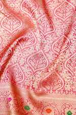 Handwoven Pink Meenakari Kadhwa Banarasi Katan Silk Saree