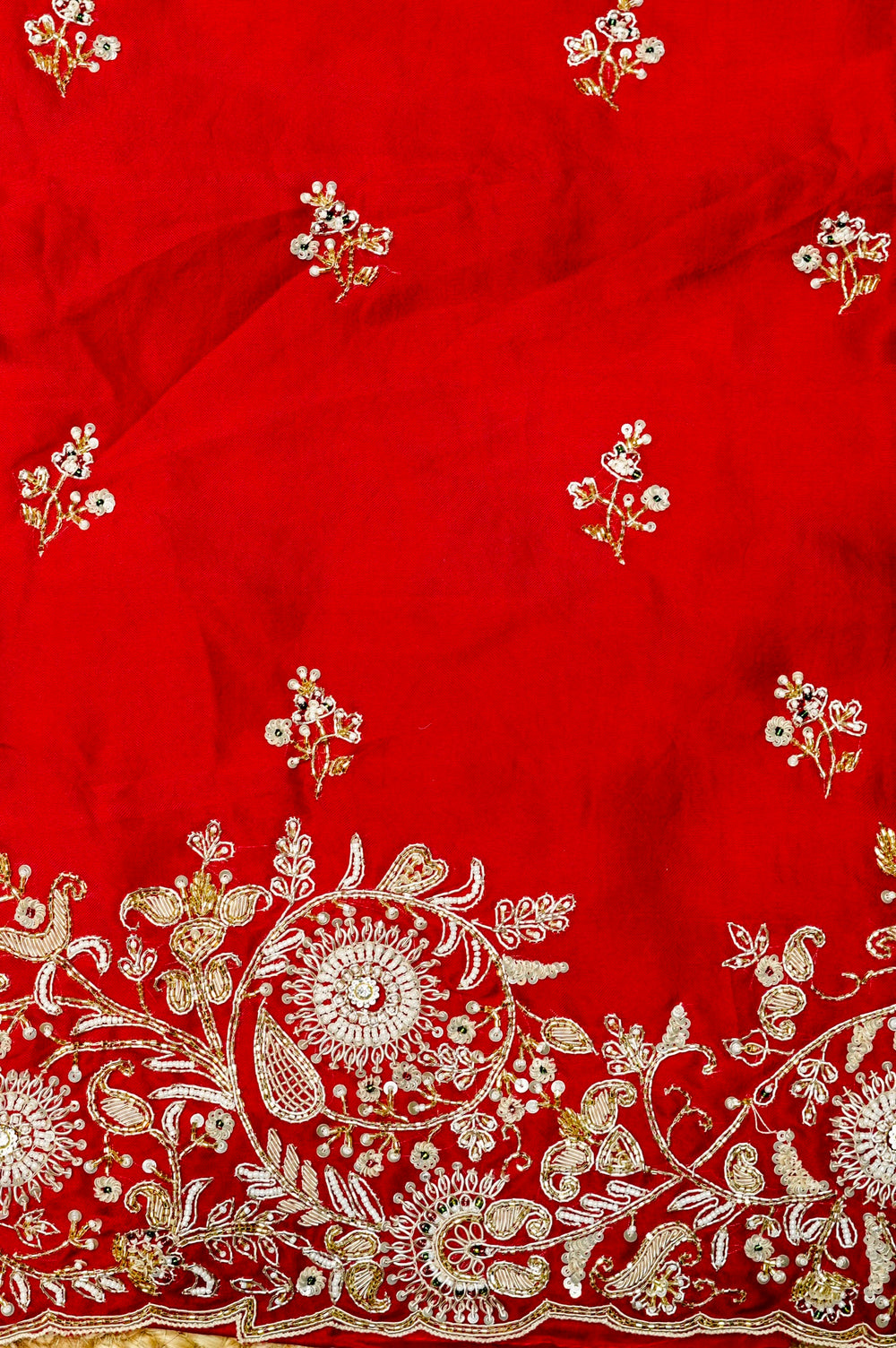 Designer Blood Red Kora Silk Suit