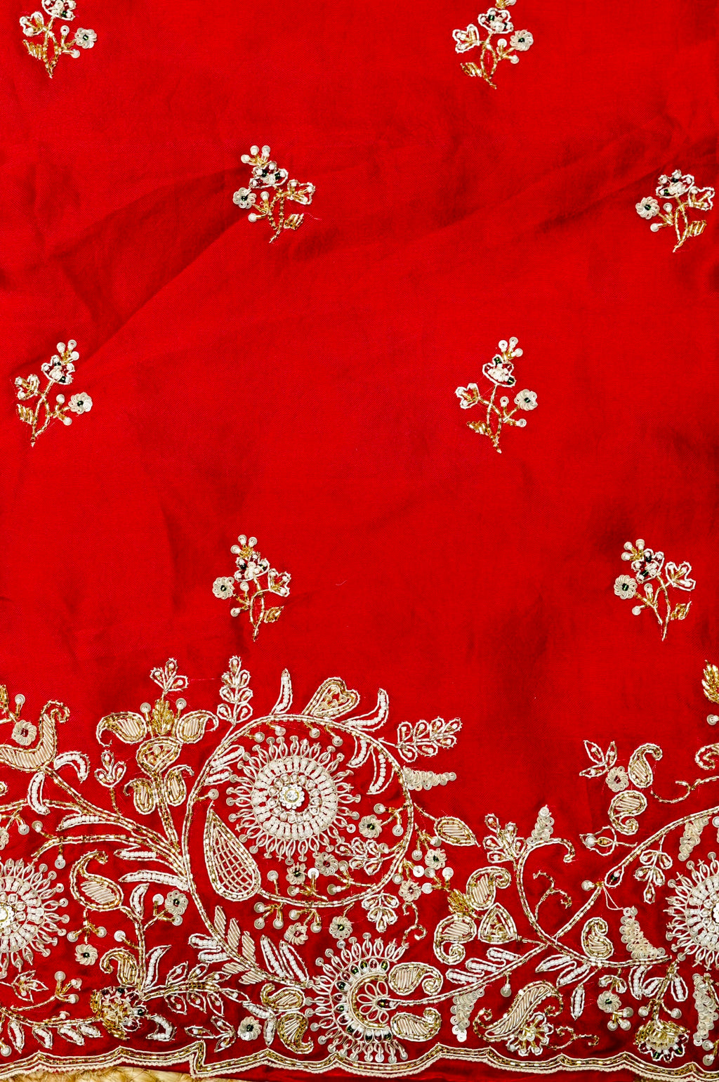 Designer Blood Red Kora Silk Suit