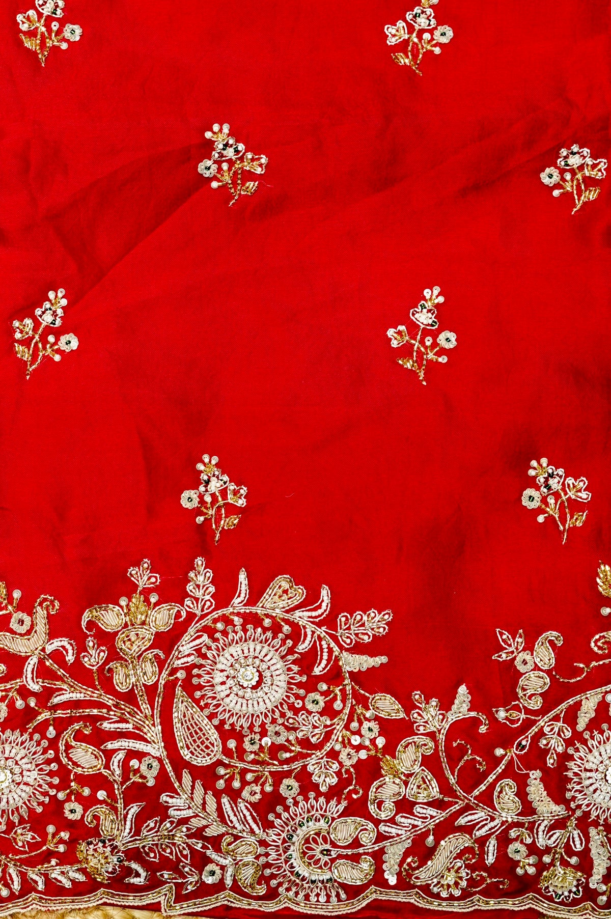 Designer Blood Red Kora Silk Suit