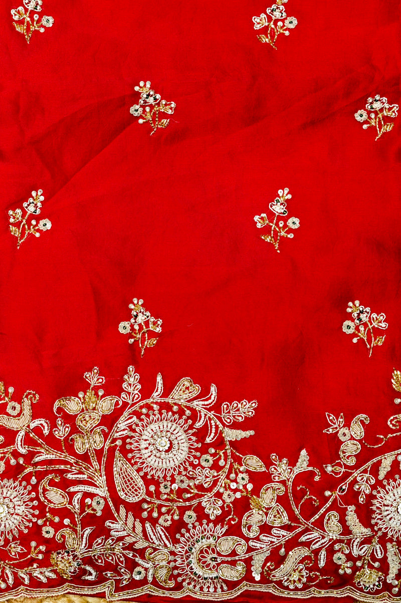 Designer Blood Red Kora Silk Suit