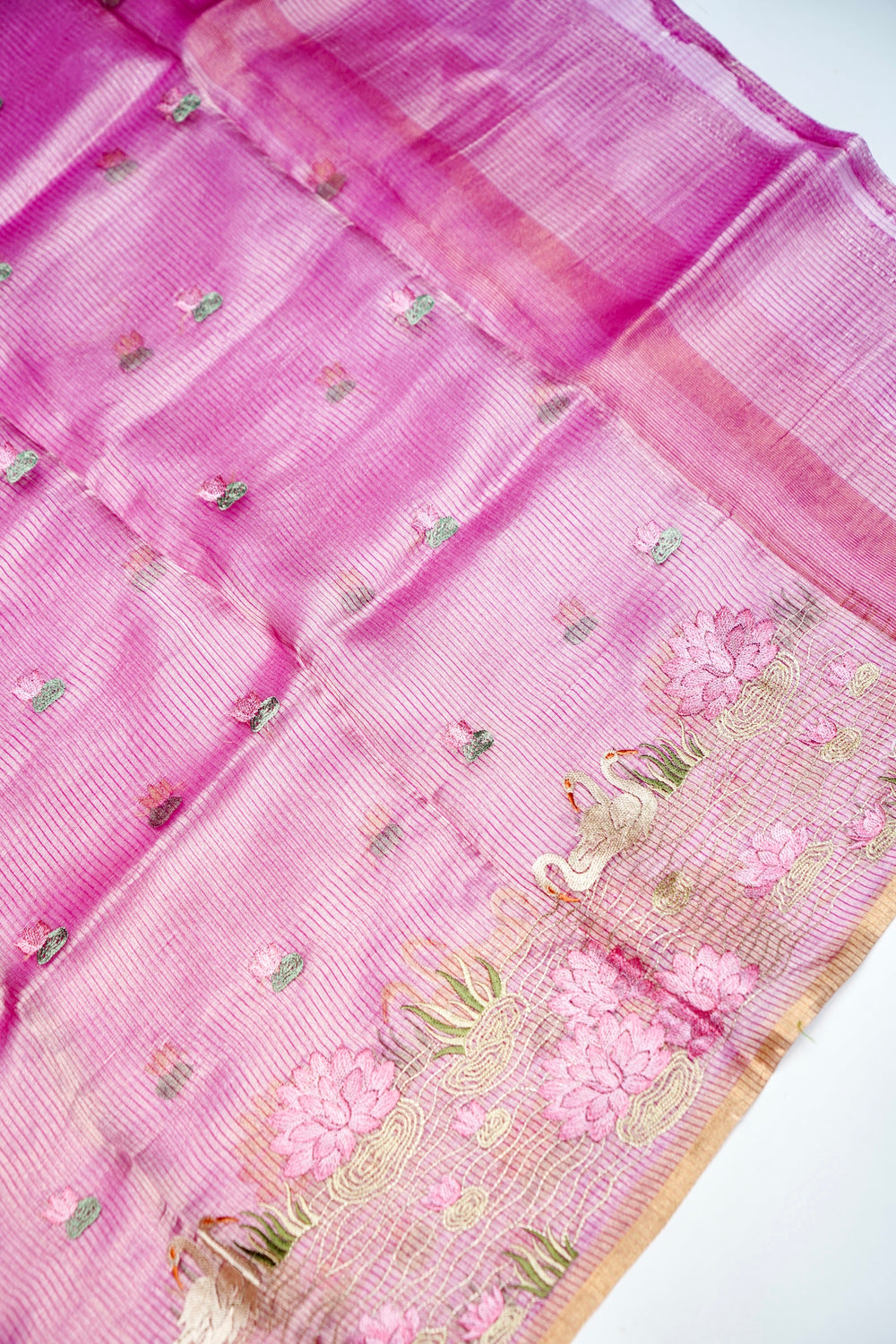 Designer Lavender Pink Tissue Silk  Suit