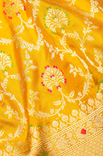 Handwoven Yellow Meenakari Banarasi Katan Silk Saree