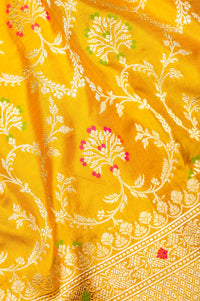Handwoven Yellow Meenakari Banarasi Katan Silk Saree