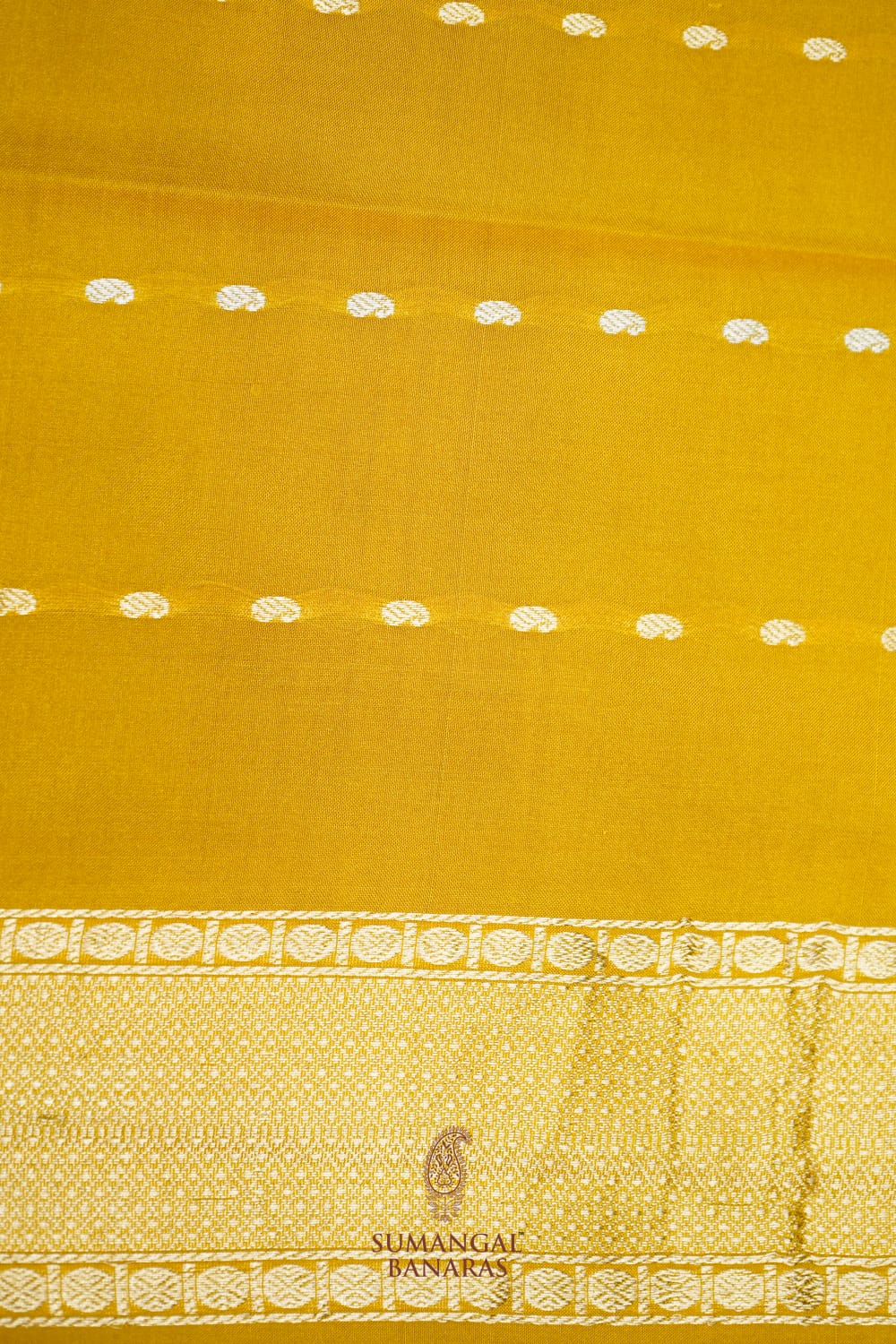 Handwoven Mustard Yellow Motif Banarasi Katan Silk Saree