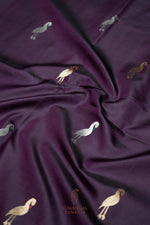 Handwoven Wine Banarasi Katan Silk Saree