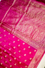 Handwoven Rani Pink Motif Banarasi Mashru Silk Saree