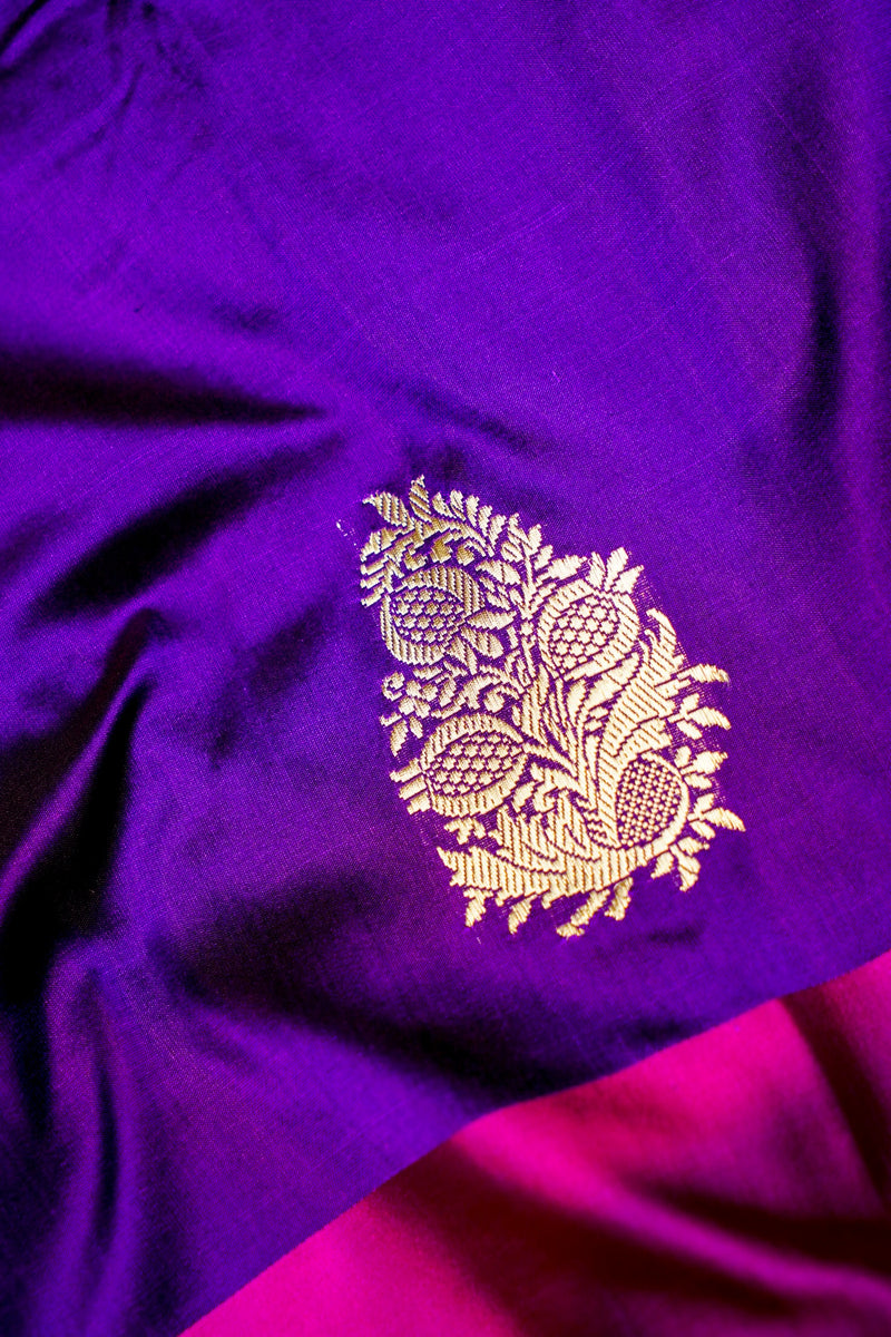 Handwoven Purple Banarasi Katan Silk Saree