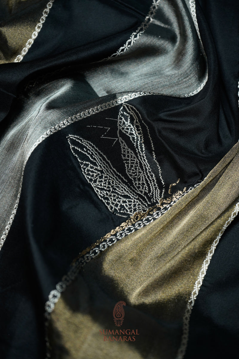 Handwoven Black Banarasi Tissue Katan Silk Saree
