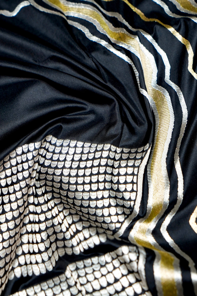 Handwoven Black Kadhwa Banarasi Katan Silk Saree