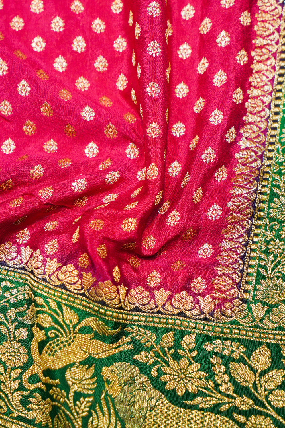 Handwoven Pink Banarasi Crepe Khaddi Saree
