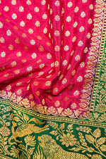Handwoven Pink Banarasi Crepe Khaddi Saree