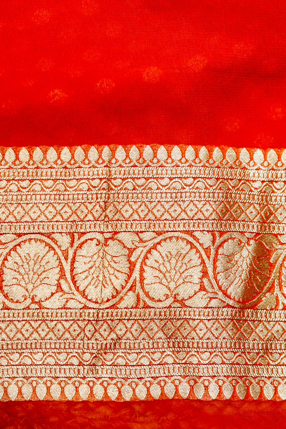 Handwoven Rust Orange Banarasi Khaddi Georgette Saree