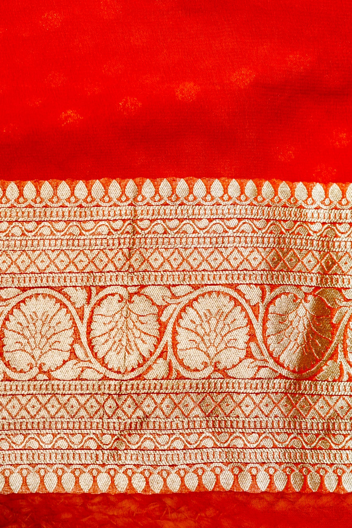 Handwoven Rust Orange Banarasi Khaddi Georgette Saree