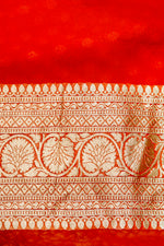 Handwoven Rust Orange Banarasi Khaddi Georgette Saree