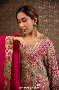Designer Multi Color Crepe Silk Sharara Suit Set