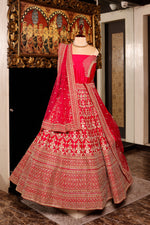 Designer Rani Pink Raw Silk Bridal Lehenga